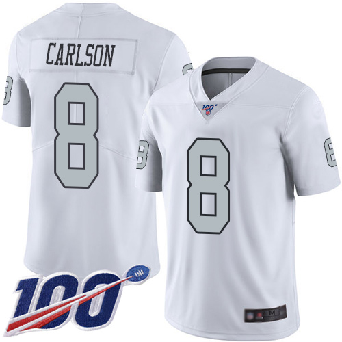 Men Oakland Raiders Limited White Daniel Carlson Jersey NFL Football #8 100th Season Rush Vapor Jersey